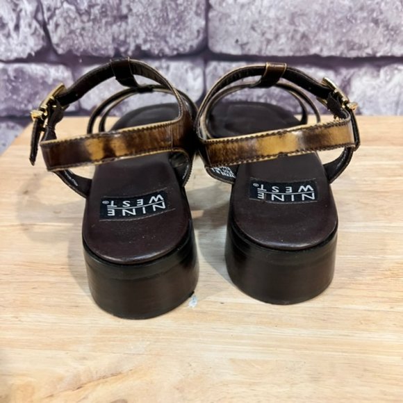 Nine West Brown Leather Strappy Sandals Size 7.5 - Picture 6 of 8